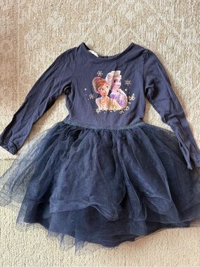 H&M Navy Blue Frozen Character Tulle Dress 5/6